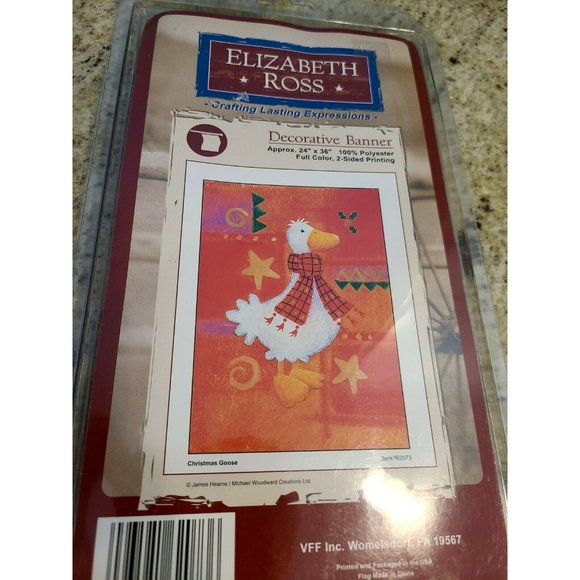 Elizabeth Ross Decorative Flag Banner 24X36 2-Sided Yellow Tulip Christmas Goose - Picture 3 of 7